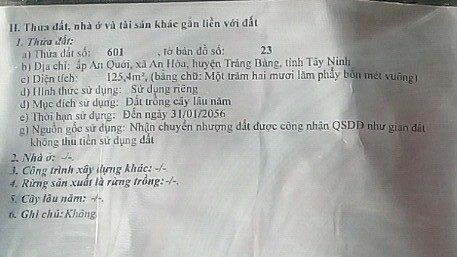 Bán đất xã An Hòa tỉnh Tây Ninh