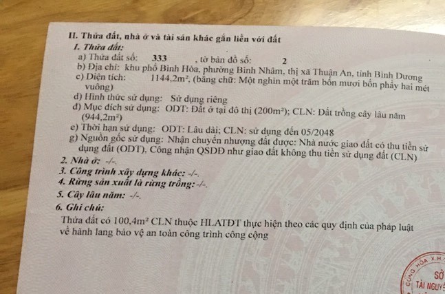 Bán đất đường Bình Nhâm 19 tỉnh Bình Dương