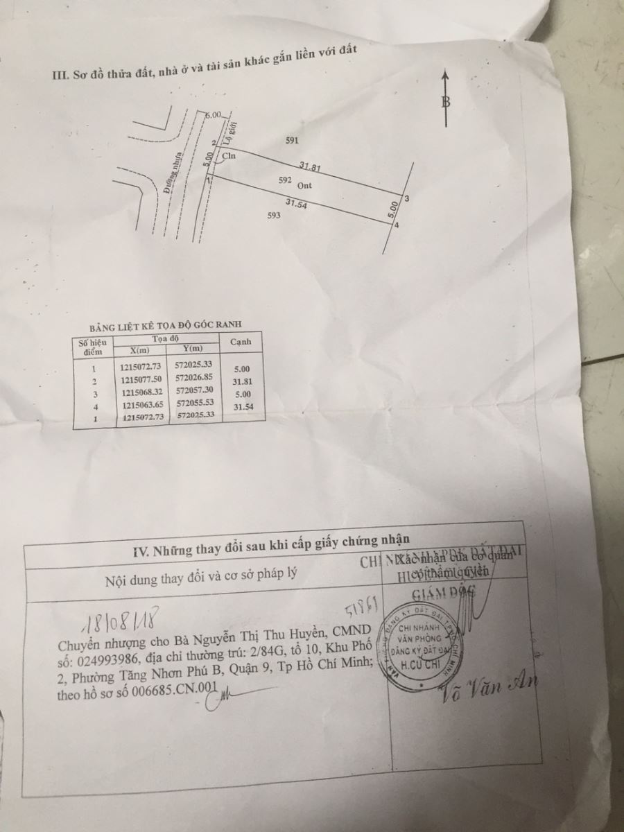 Bán đất đường Cây Trôm Mỹ Khánh huyện Củ Chi