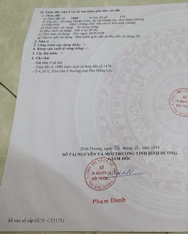 Bán đất đường D1 tỉnh Bình Dương