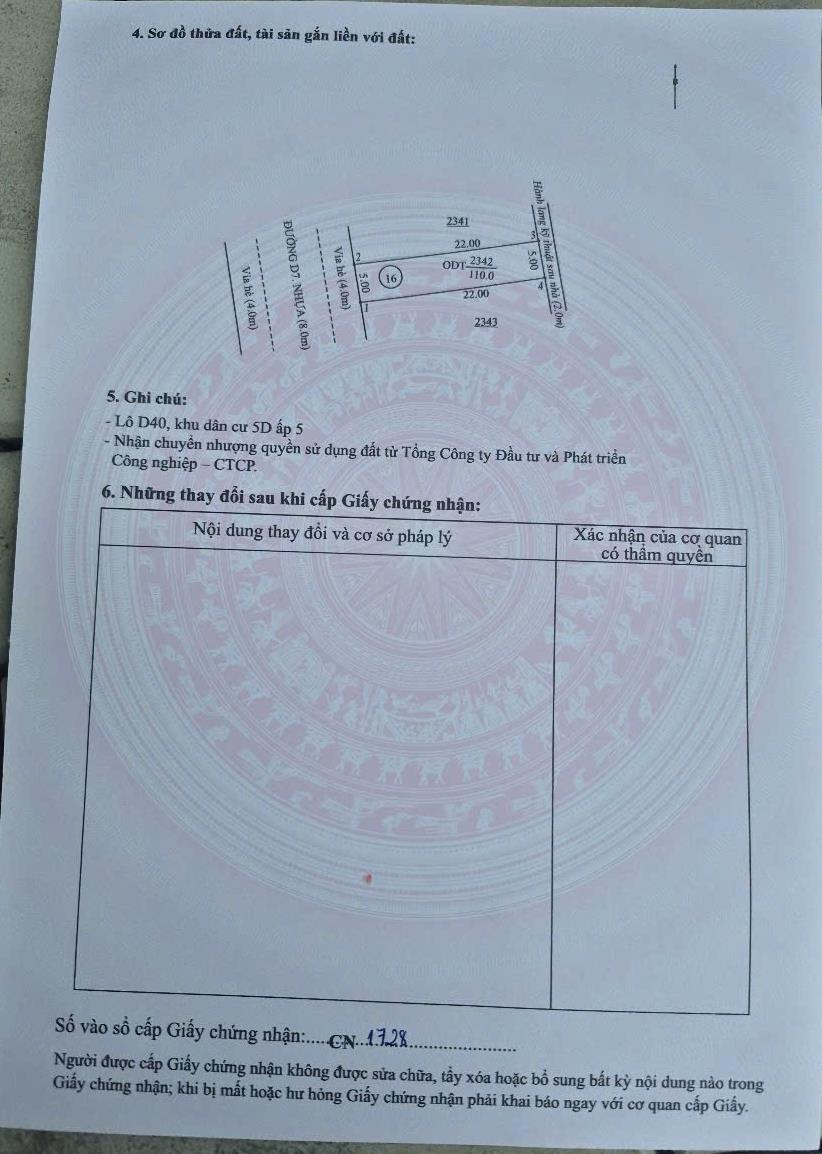 Bán đất Đường D7, thị trấn Lai Uyên, Huyện Bàu Bàng, tỉnh Bình Dương