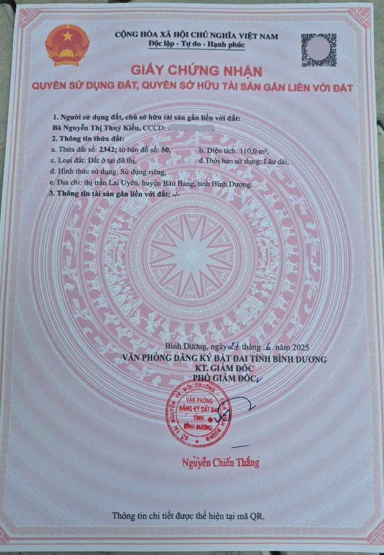 Bán đất Đường D7, thị trấn Lai Uyên tỉnh Bình Dương