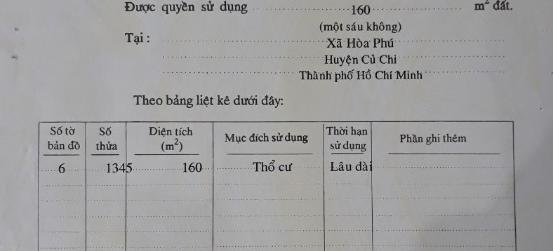 Bán đất đường Du Thị Hồi huyện Củ Chi