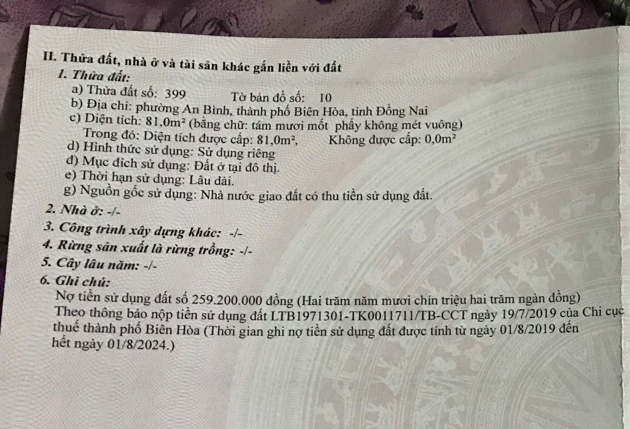 Bán đất đường G, Thành phố Biên Hòa, tỉnh Đồng Nai