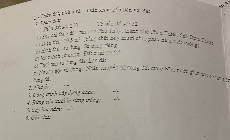 Bán đất đường Nguyễn Trãi tỉnh Bình Thuận