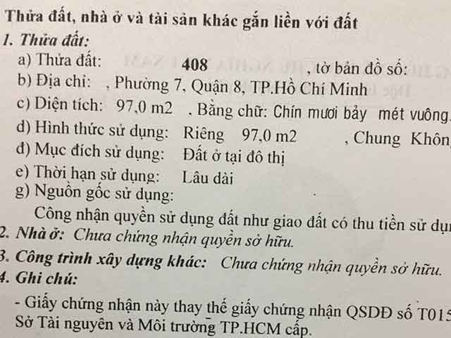 Bán đất khu dân cư Him Lam Quận 8