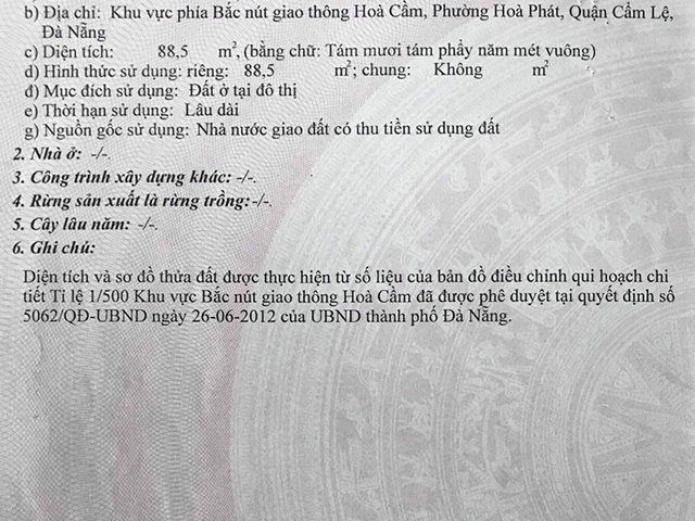 Bán đất phường Hòa Phát thành phố Đà Nẵng
