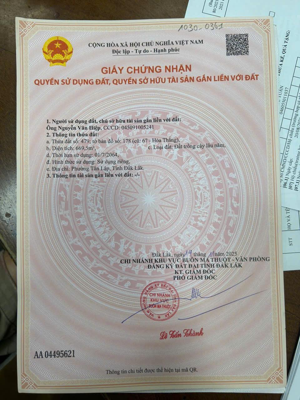Bán đất Phường Tân Lập, Thành phố Buôn Ma Thuột, tỉnh Đắk Lắk