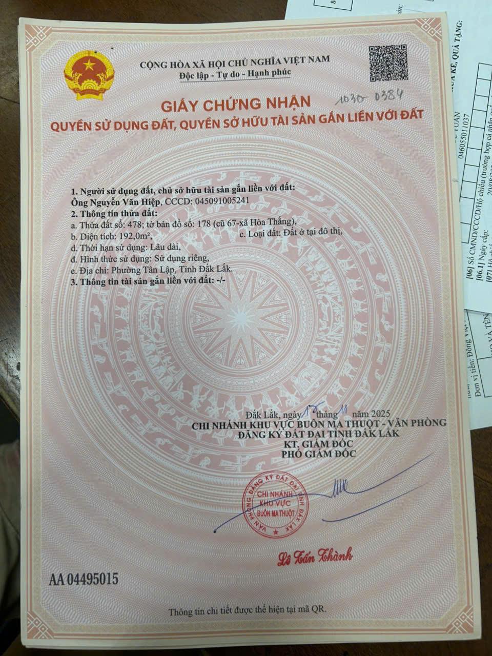Bán đất Phường Tân Lập tỉnh Đắk Lắk