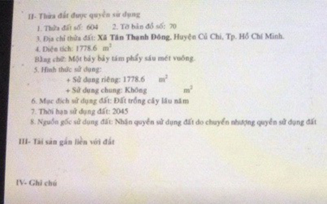 Bán đất chính chủ huyện Củ Chi