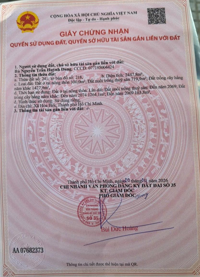 Bán đất Tỉnh Lộ 329, xã Hòa Hội, Huyện Xuyên Mộc, tỉnh Bà Rịa Vũng Tàu