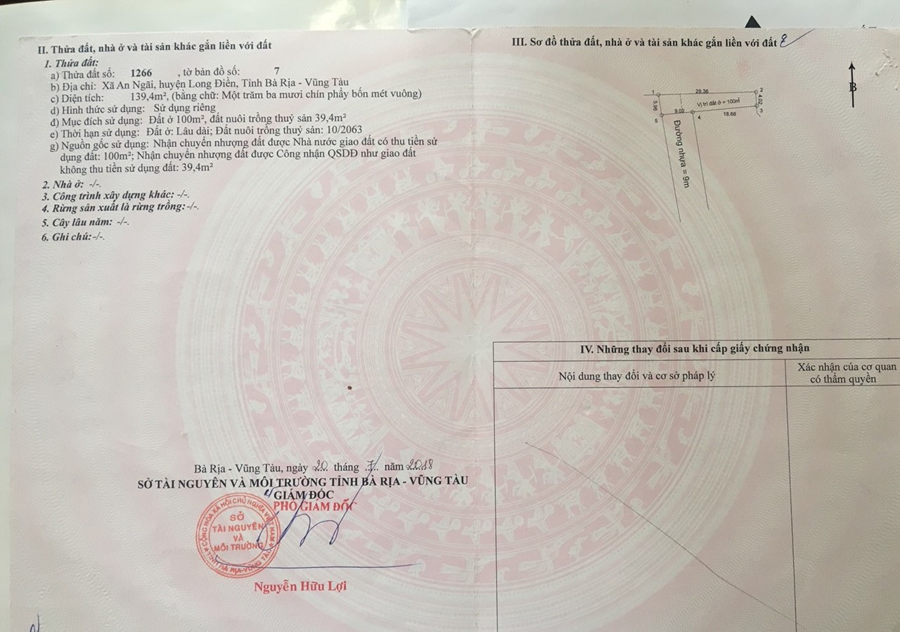 Bán đất xã An Ngãi tỉnh Bà Rịa Vũng Tàu