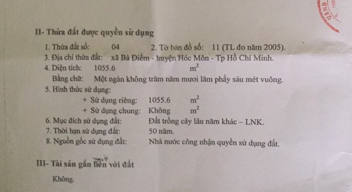 Bán đất  huyện Hóc Môn