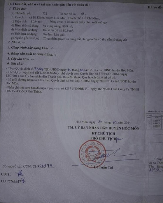 Bán đất , xã Bà Điểm, huyện Hóc Môn