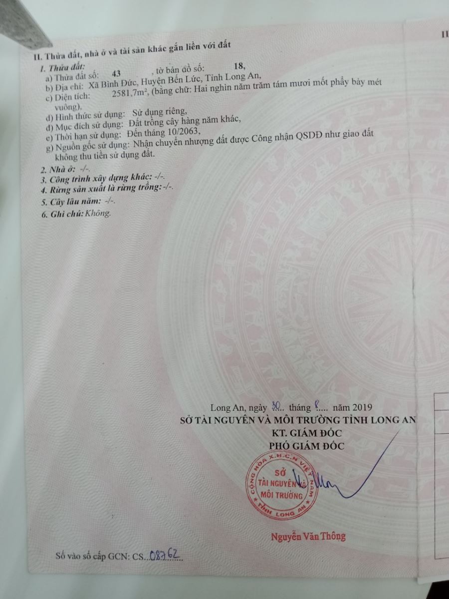 Bán đất xã Bình Đức tỉnh Long An