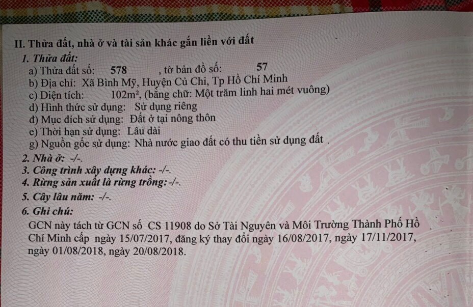 Bán đất chính chủ huyện Củ Chi