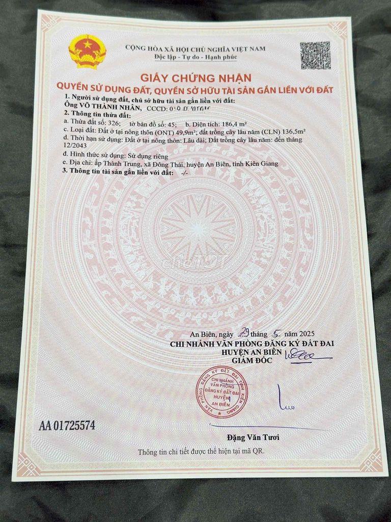 Bán đất xã Đông Thái tỉnh Kiên Giang