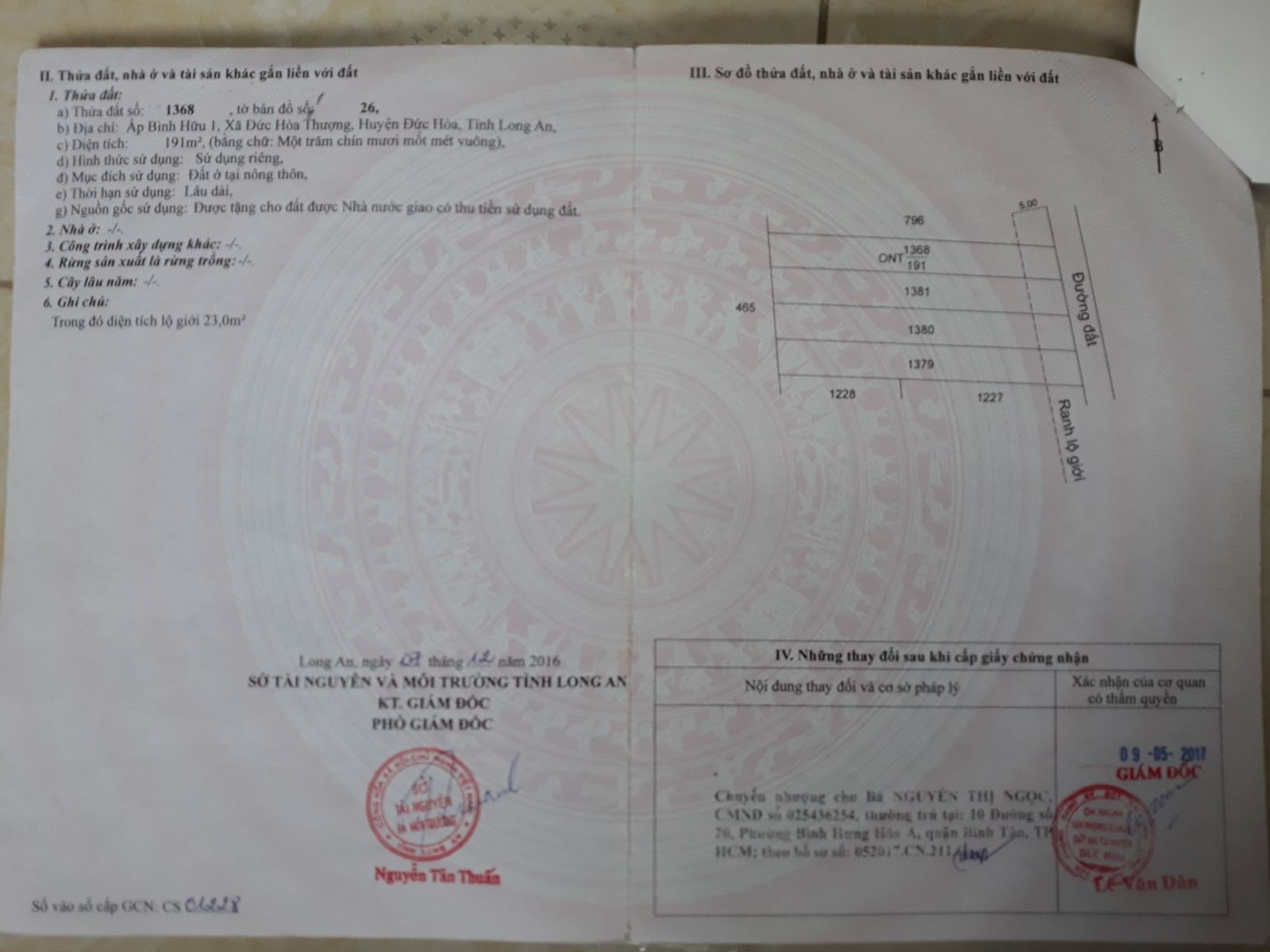 Bán đất xã Đức Hòa Thượng tỉnh Long An