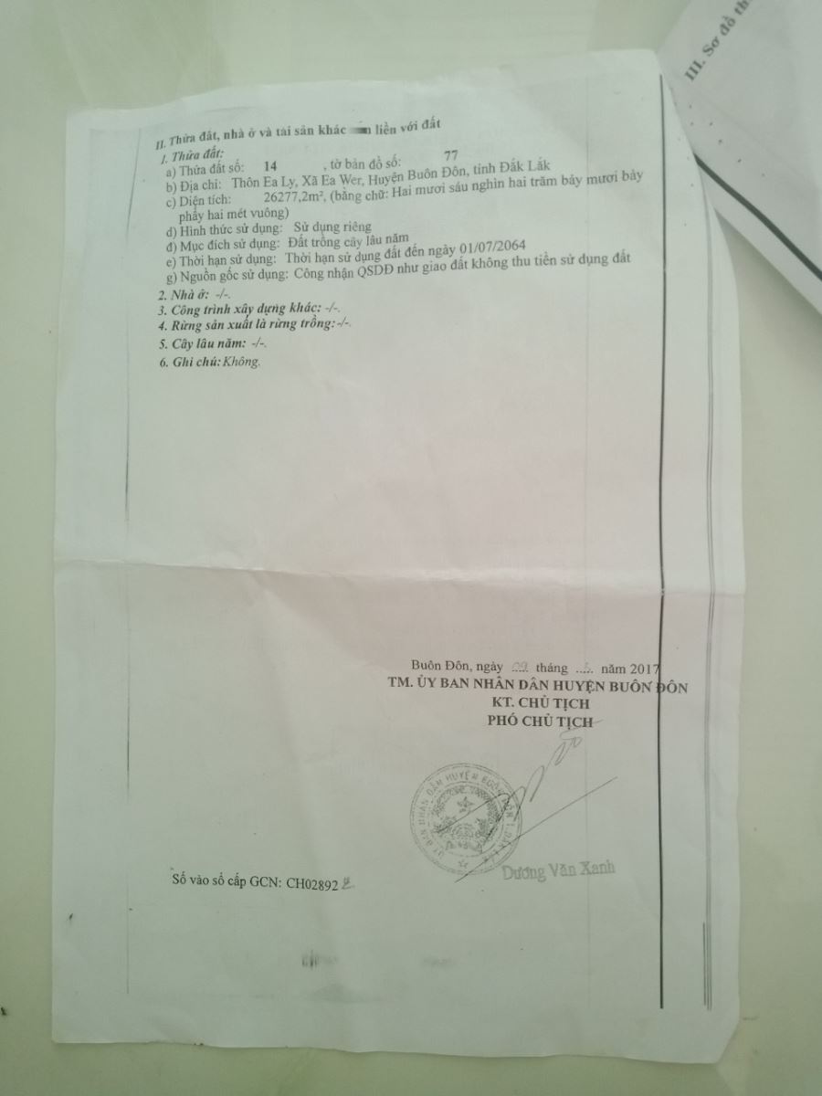 Bán đất xã Ea Wer tỉnh Đắk Lắk