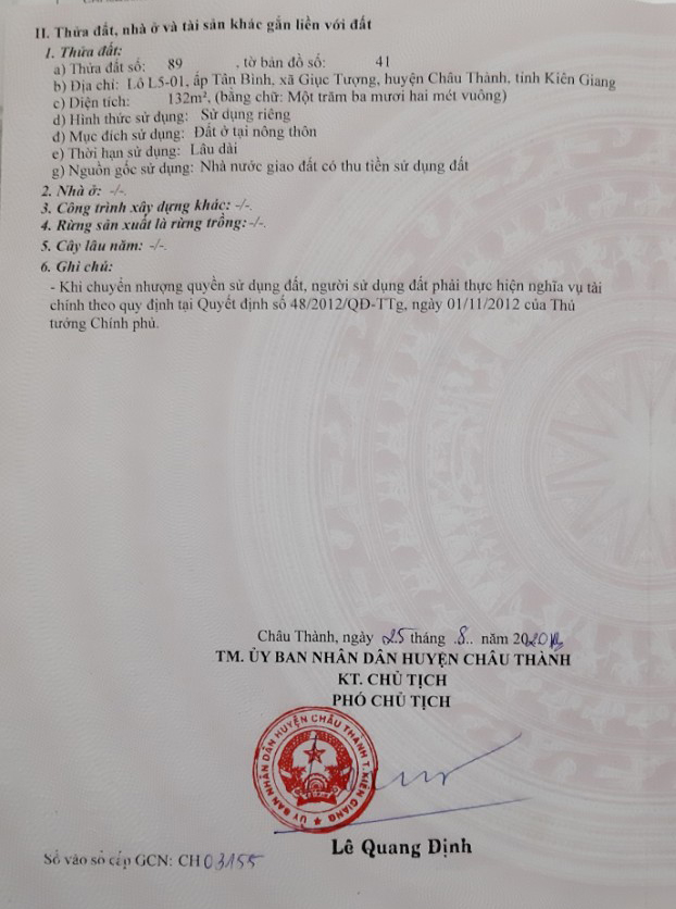 Bán đất xã Giục Tượng tỉnh Kiên Giang
