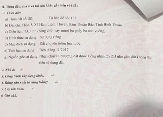 Bán đất xã Hàm Liêm tỉnh Bình Thuận