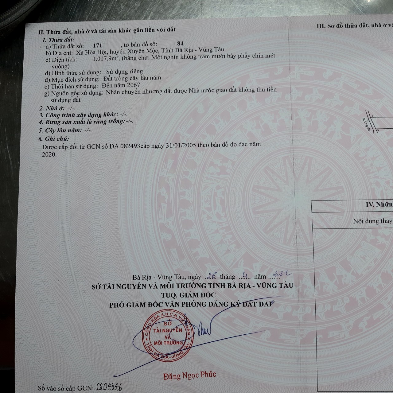 Bán đất xã Hòa Hội tỉnh Bà Rịa Vũng Tàu