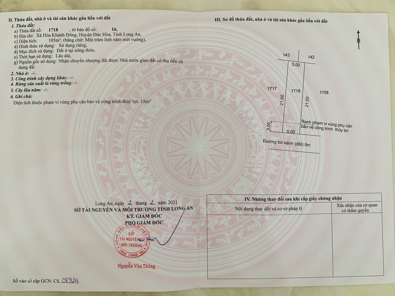 Bán đất xã Hòa Khánh Đông tỉnh Long An