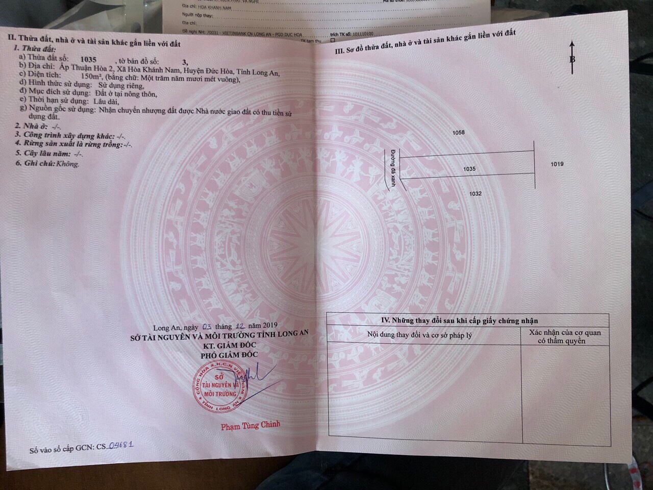 Bán đất xã Hòa Khánh Nam tỉnh Long An