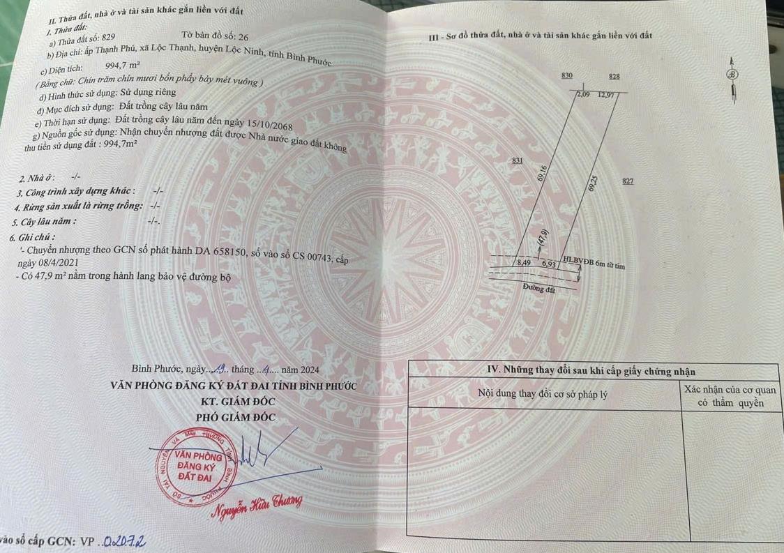 Bán đất xã Lộc Thạnh, Huyện Lộc Ninh, tỉnh Bình Phước