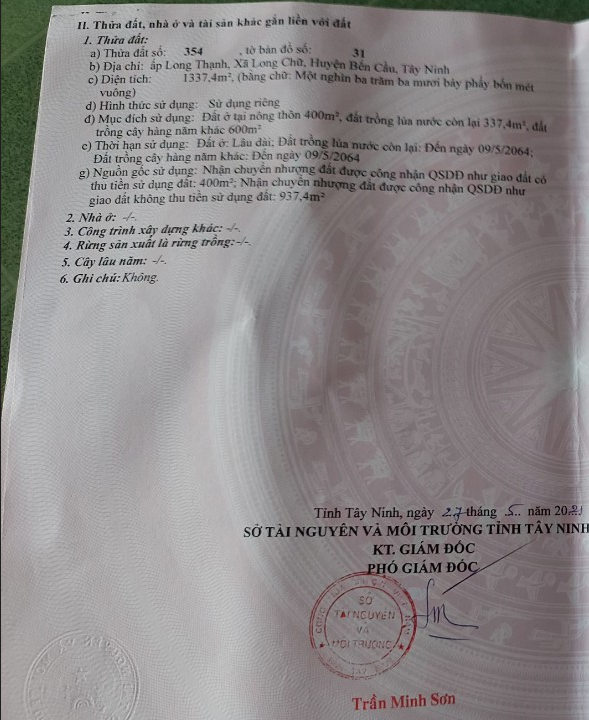 Bán đất xã Long Chữ tỉnh Tây Ninh