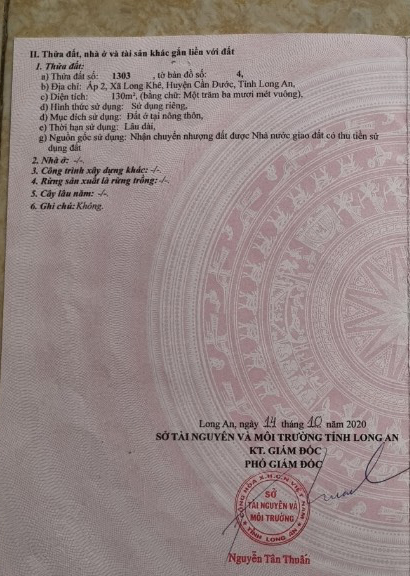 Bán đất xã Long Khê tỉnh Long An