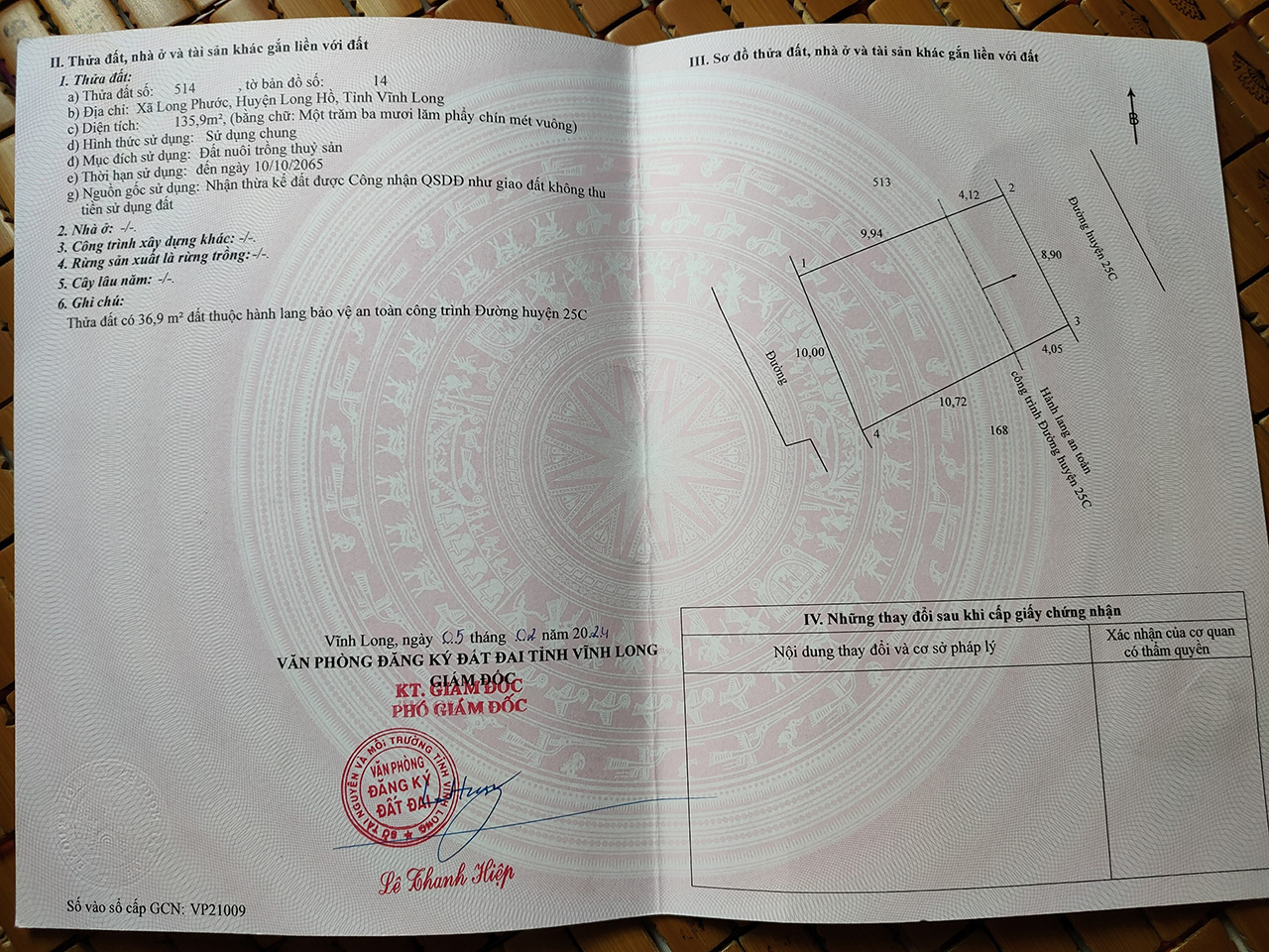 Bán đất xã Long Phước tỉnh Vĩnh Long