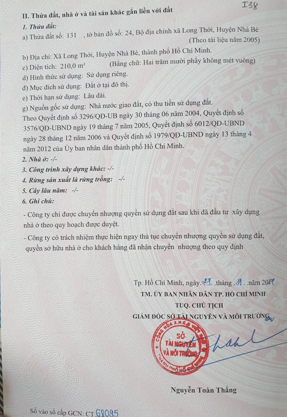 Bán đất xã Long Thới huyện Nhà Bè