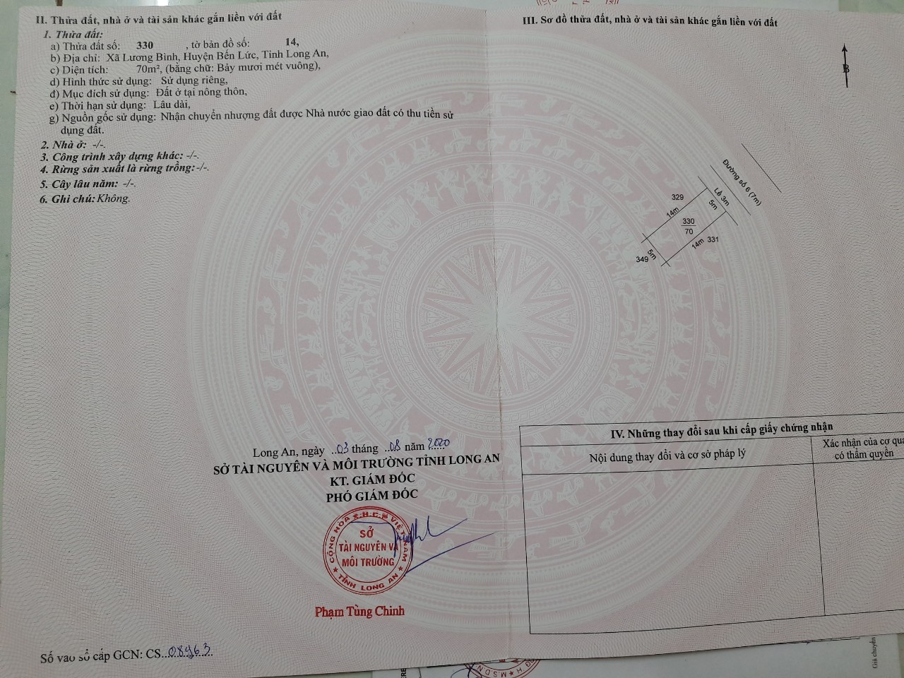 Bán đất xã Lương Bình tỉnh Long An