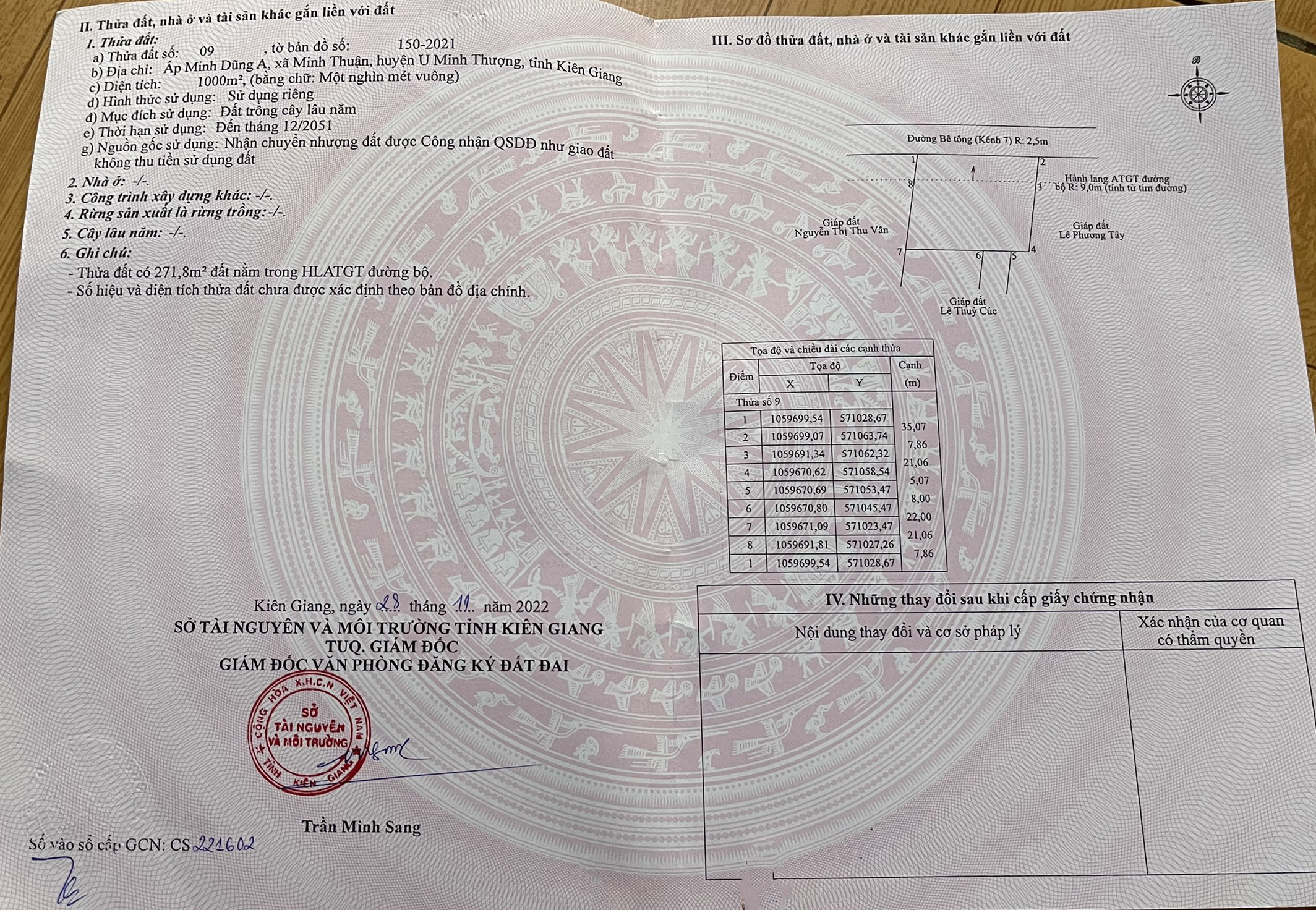 Bán đất xã Minh Thuận tỉnh Kiên Giang