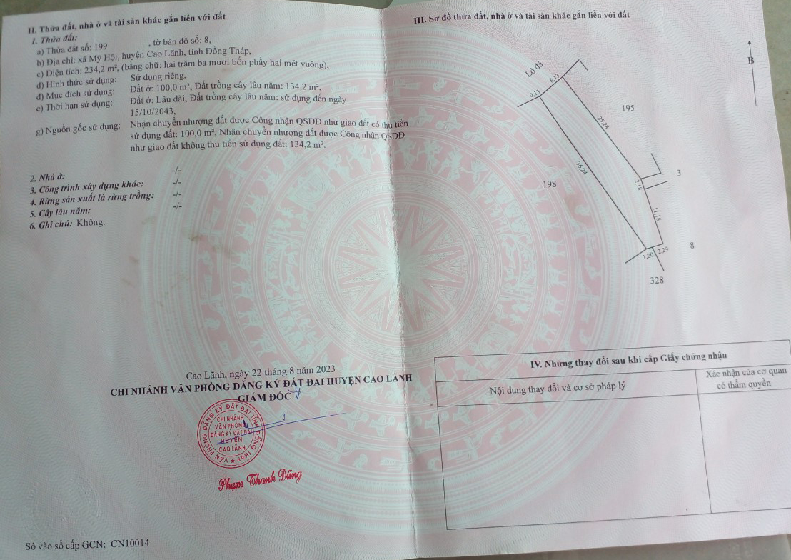 Bán đất xã Mỹ Hội tỉnh Đồng Tháp