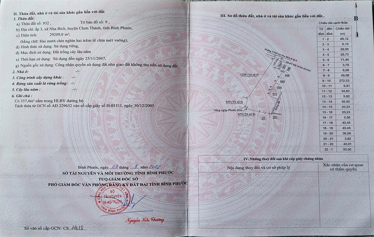 Bán đất xã Nha Bích tỉnh Bình Phước