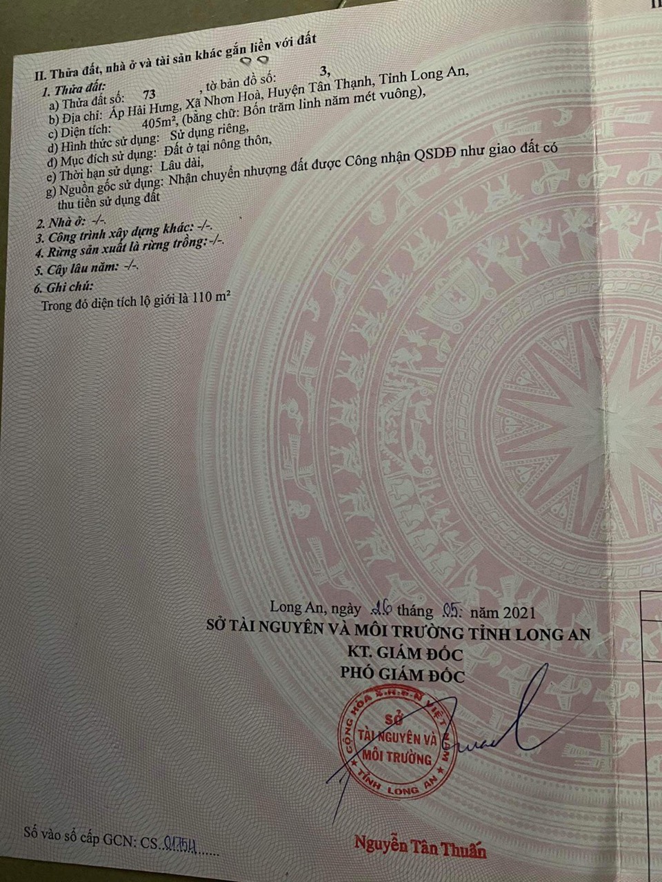 Bán đất xã Nhơn Hòa tỉnh Long An