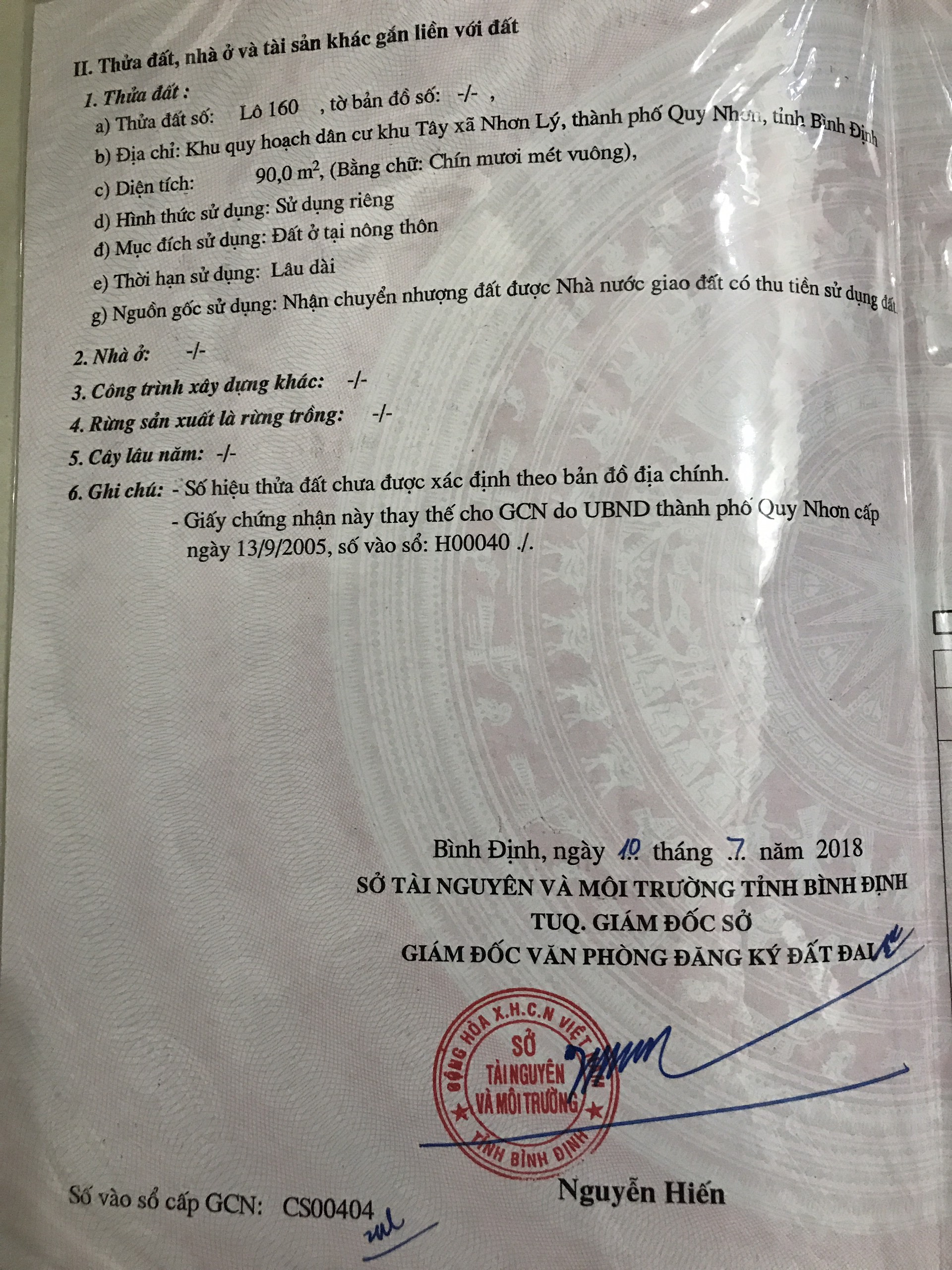 Bán đất xã Nhơn Lý, Thành phố Quy Nhơn, tỉnh Bình Định