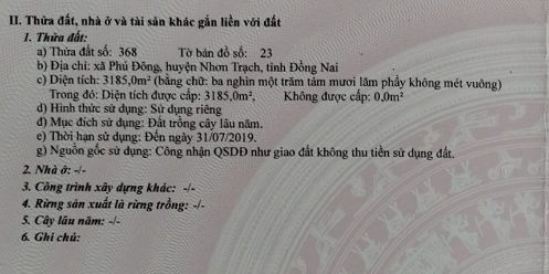 Bán đất xã Phú Đông tỉnh Đồng Nai
