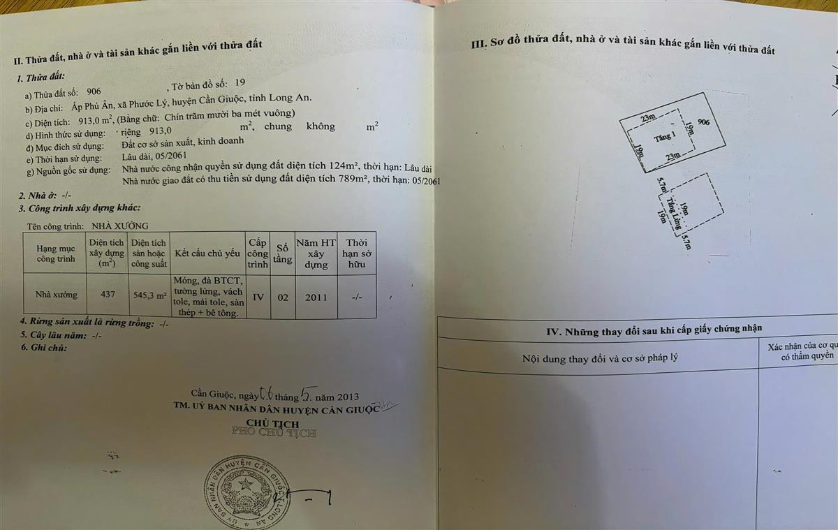 Bán đất xã Phước Lý tỉnh Long An