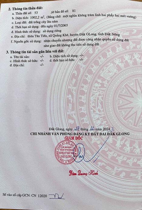 Bán đất xã Quảng Khê tỉnh Đắk Nông