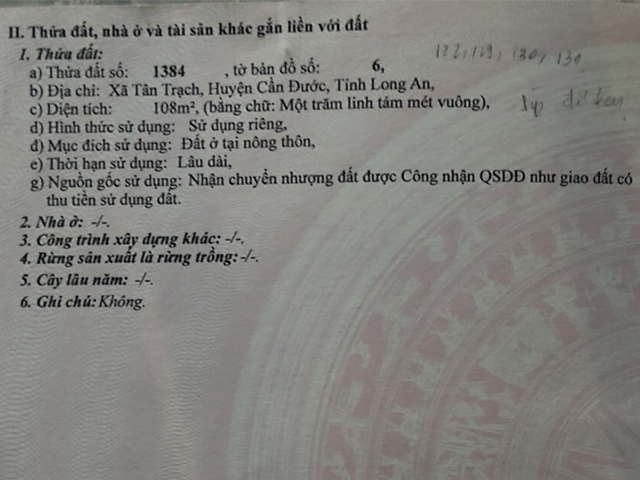 Bán đất xã Tân Trạch tỉnh Long An
