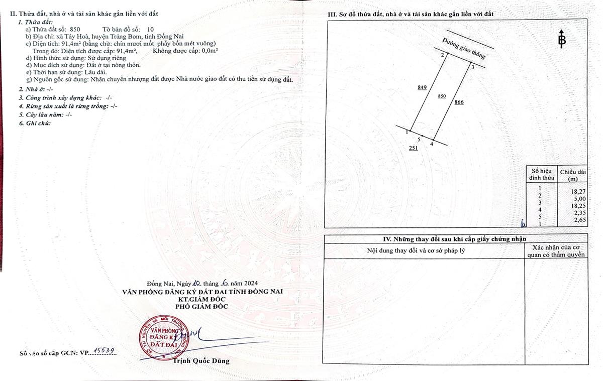 Bán đất xã Tây Hòa tỉnh Đồng Nai