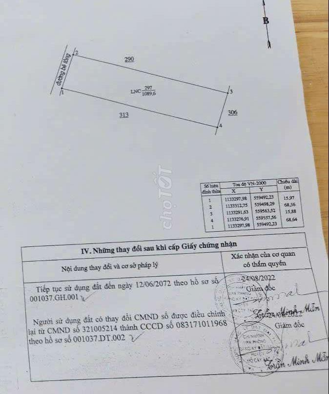 Bán đất xã Thanh Tân tỉnh Bến Tre