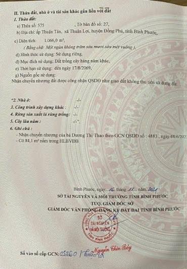Bán đất xã Thuận Lợi tỉnh Bình Phước