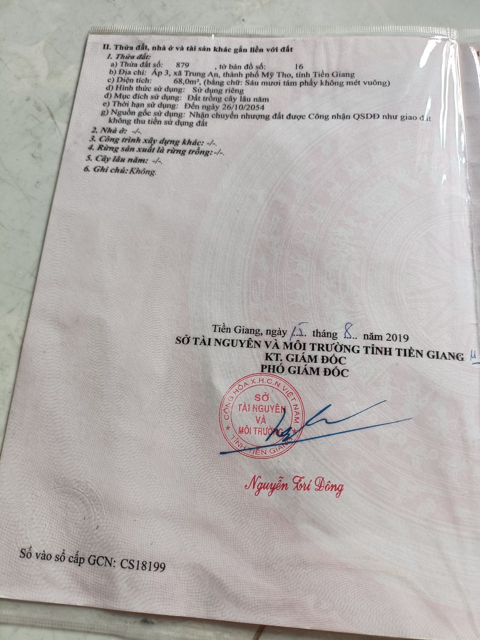 Bán đất xã Trung An tỉnh Tiền Giang