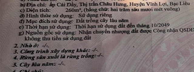 Bán nhà thị trấn Châu Hưng tỉnh Bạc Liêu