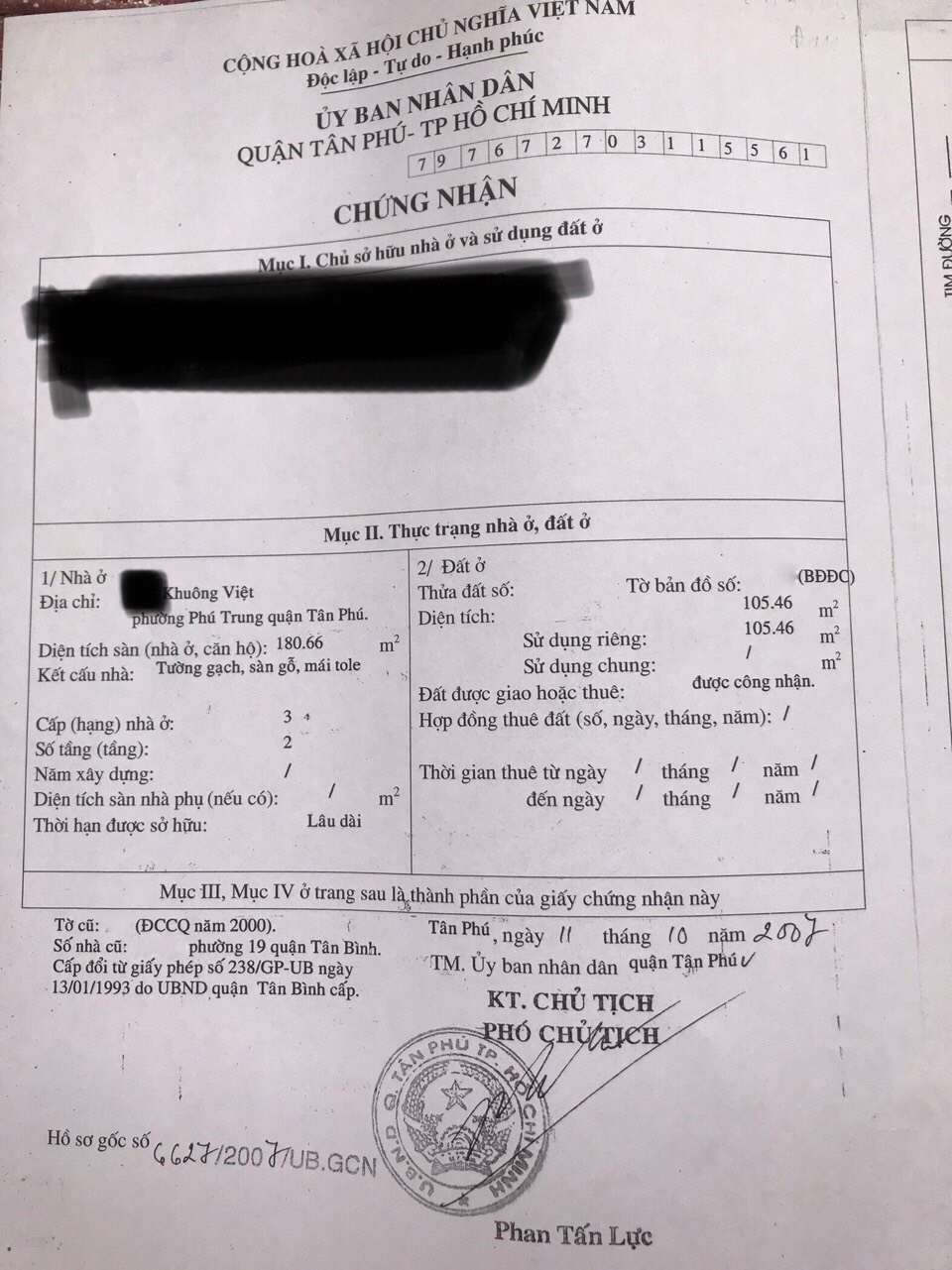 Bán nhà đường Khuông Việt quận Tân Phú