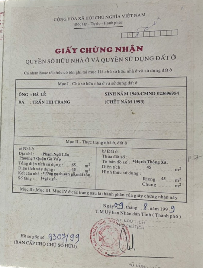 Bán nhà đường Phạm Ngũ Lão quận Gò Vấp